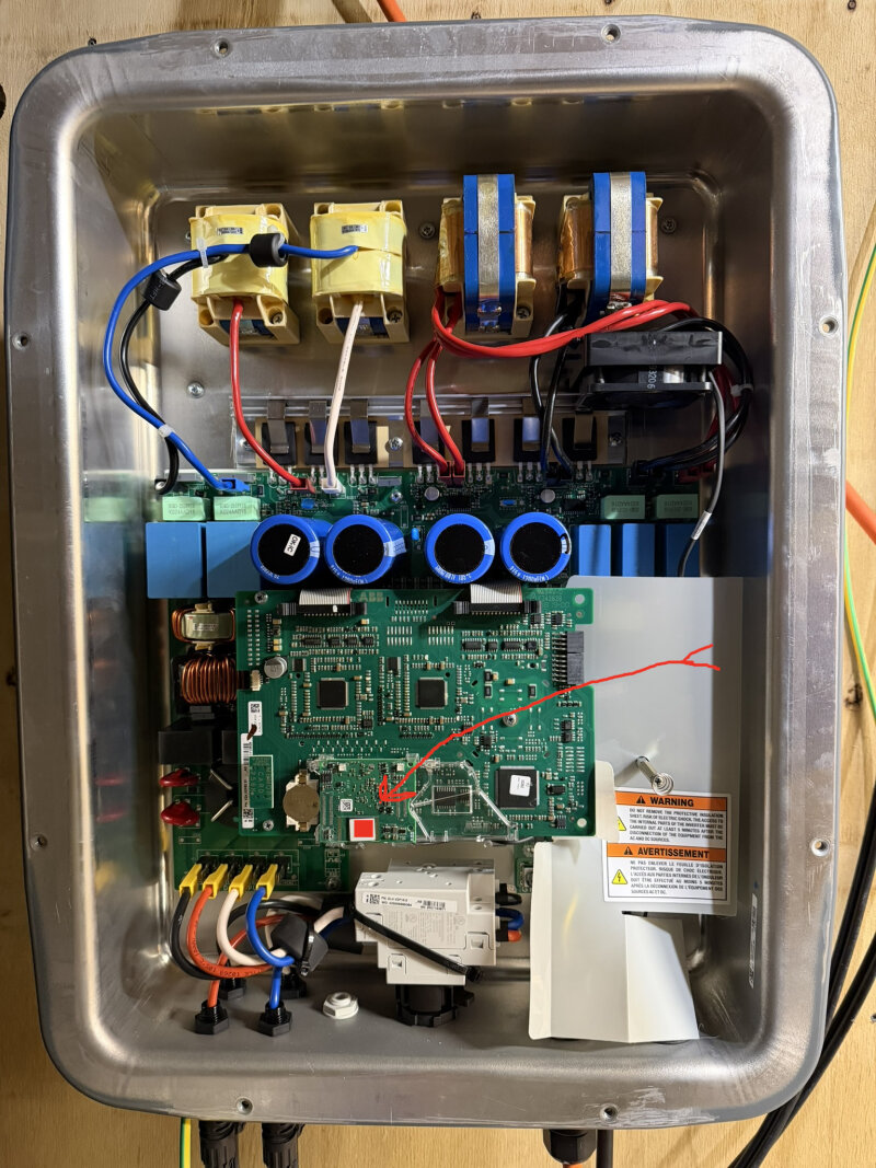 Inverter with front
cover removed, relevant barcode indicated